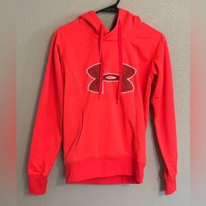 Neon coral women’s Under Armour STORM athletic sweatshirt hoody